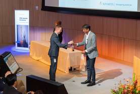 Dr. Matej Horvat received the award from Novartis CEO Vas Narasimhan.
