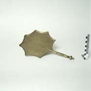 Tray (a part of Jewish ritual chandelier), brass, octagonal, with handle