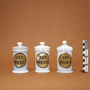 Milk glass apothecary jars for extracts, with lids