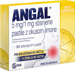 Angal® 5 mg/1 mg, stisnjene pastile z okusom limone